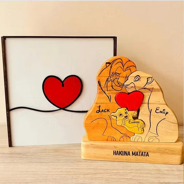 Art Wooden Family Puzzle Personalized Name Puzzle Wooden Lion Puzzle