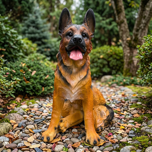 Lifelike German Shepherd Resin Statue, Outdoor Garden Yard Decor, Gift for Dog Lovers