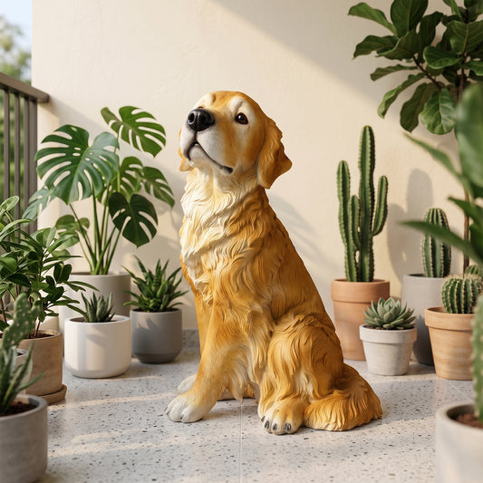 Lifelike Golden Retriever Resin Statue, Dog Garden Patio Decor, Gift For Dog Lovers