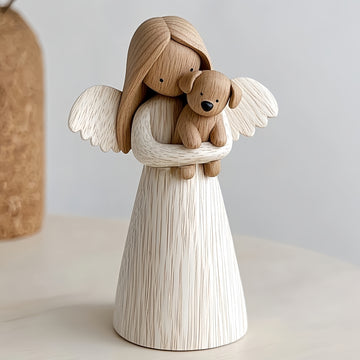 Angel Dog Memorial Figurine – Resin Guardian Angel Statue