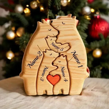 Art Wooden Bear Family Puzzle Personalized Name Custom Home Decor Thanksgiving