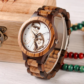 Custom LOGO Printing Your Own Photo Men Watch Unique Bamboo Wood Wristwatch