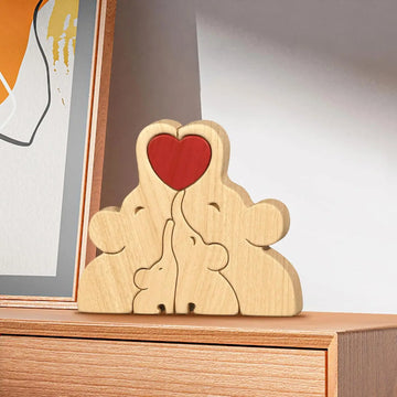 Personalized Wooden Elephant Puzzle Family Wood Animal Sculpture Puzzle