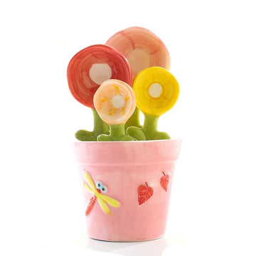 Baking Tool-Handmade Flowers Ceramic Measuring Spoons With Holder Boxed Gift Set