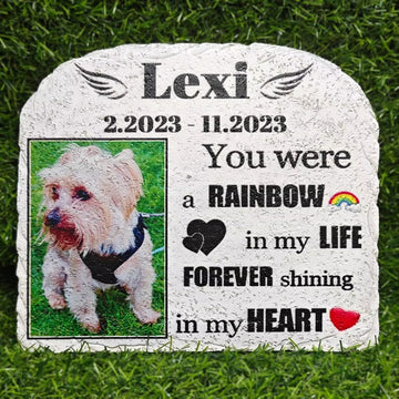 Personalized Pet Memorial Stones, Custom Cat/Dog Memorial Garden Stone with Photo
