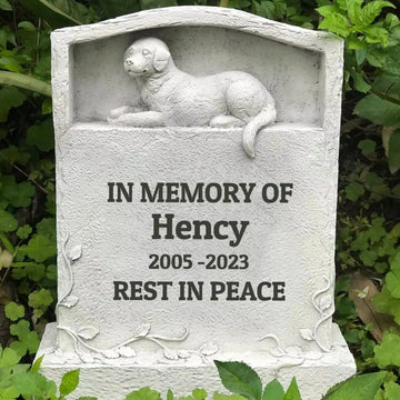 Upright Pet Headstone for Dog, Personalized Dog Memorial Stone Resin Dog Statue