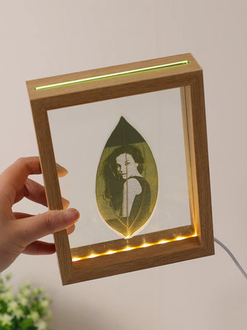 7 inch Birthday Gift Leaf Carving Custom Photo Leaf Carving Gift Luminous Photo Frame with Lights