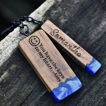 Custom Resin Wood Keychain Fashion Personlized Gift for Couple Car Key Ring Key Chain