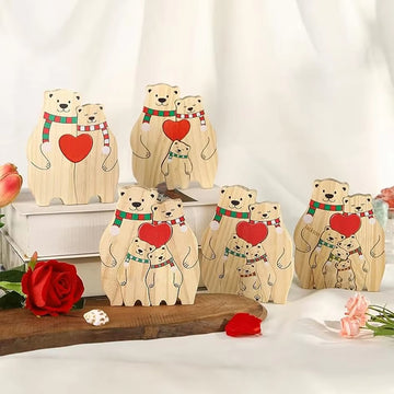 New Personalized Wooden Bear Custom Family Name Puzzle Sculpture