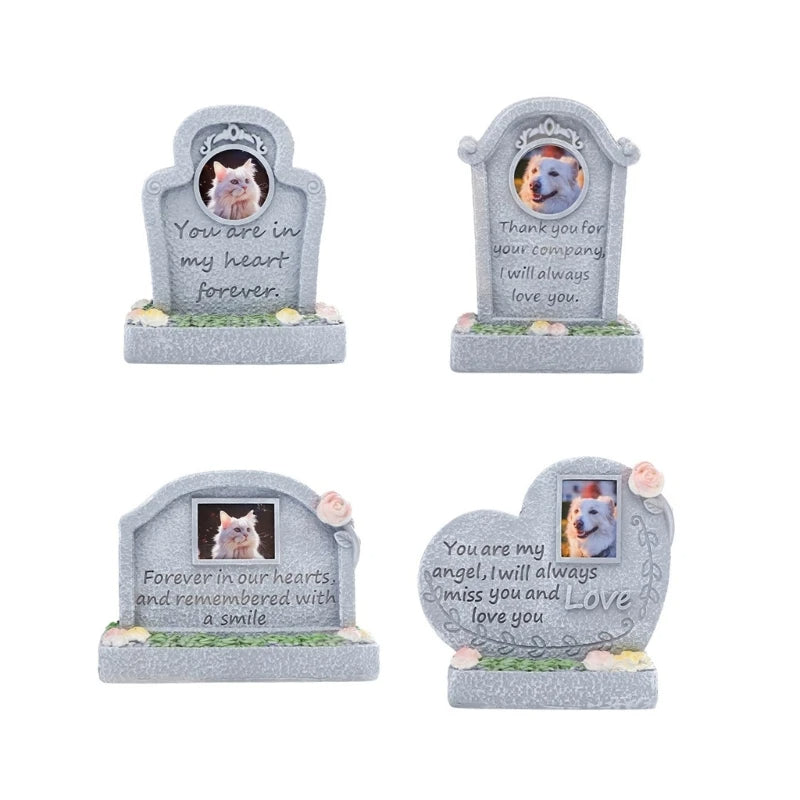 Engraved Pet Memorial Tombstone for Garden Resin Grave Marker for Passed Animals