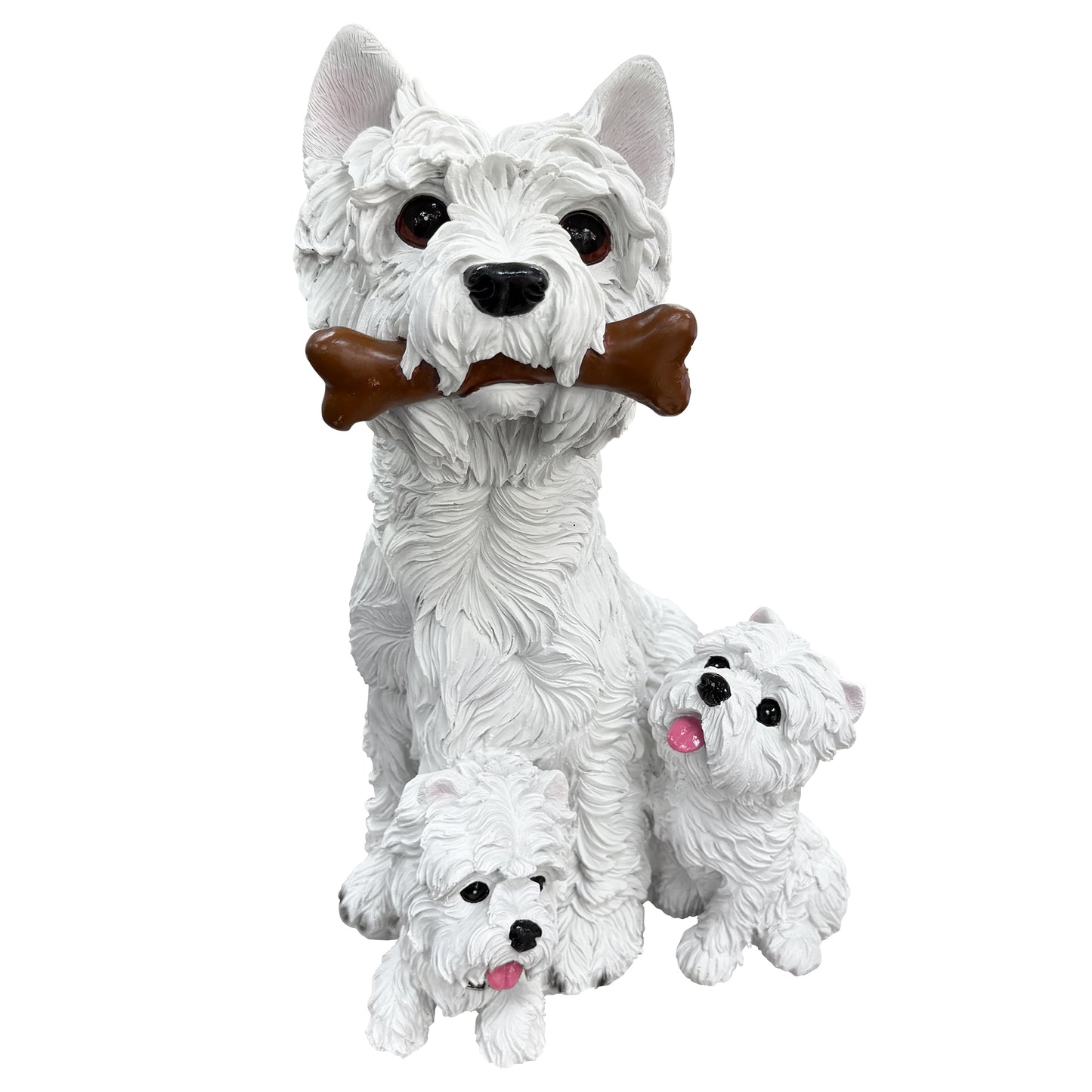 West Highland White Terrier Family Garden Statue Westie Dog Yard Decor Gift