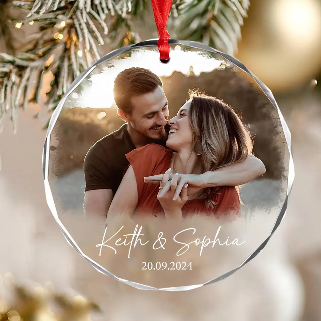 Personalized Couple Photo Hanging Ornament