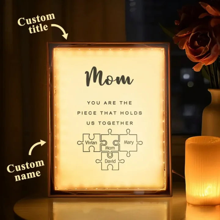 Customizable LED Light Box with Puzzle Design – Personalized Name Light for Home Décor