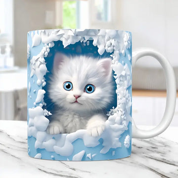 3D Cat Design Ceramic Coffee Mug