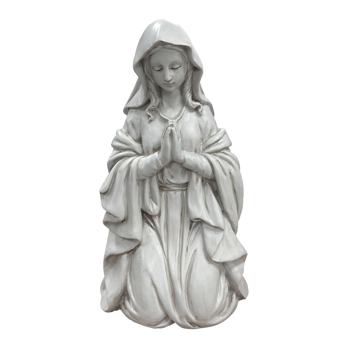 Kneeling Praying Virgin Mary Resin Statue, Religious Altar Decor, Spiritual Gift for Believers