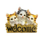 Three Kittens Welcome Resin Statue, Front Porch Entry Decor, Gift for Cat Lovers