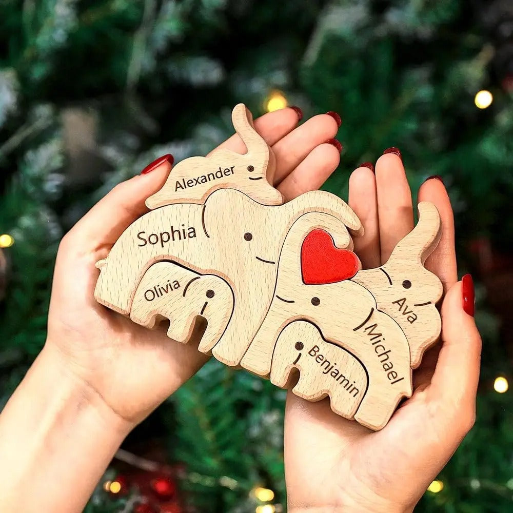 Elephant Home Custom Name Puzzle Ornament DIY Wooden Elephant Puzzle