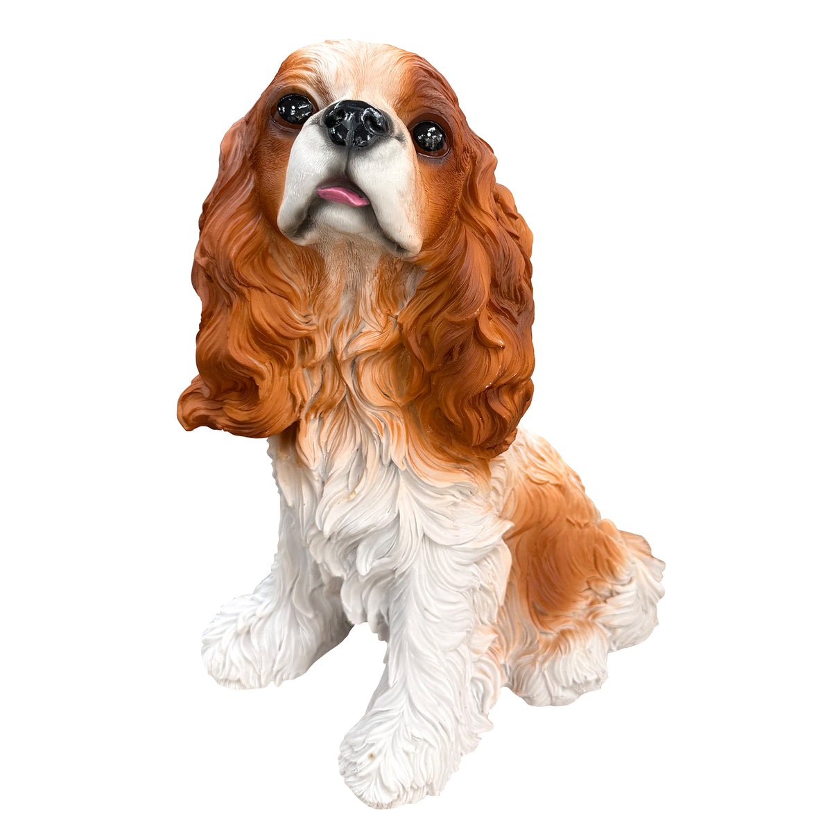 Lifelike Cavalier King Charles Spaniel Resin Statue, Patio Garden Dog Decor, Gift for Dog Lovers