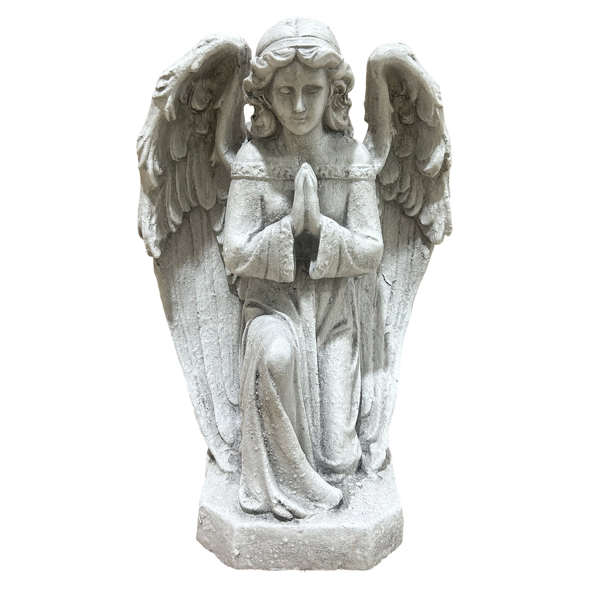 Kneeling Praying Angel Statue, Antique Stone White Resin Figurine, Religious Memorial Garden Decor, Indoor Home Angel Ornament