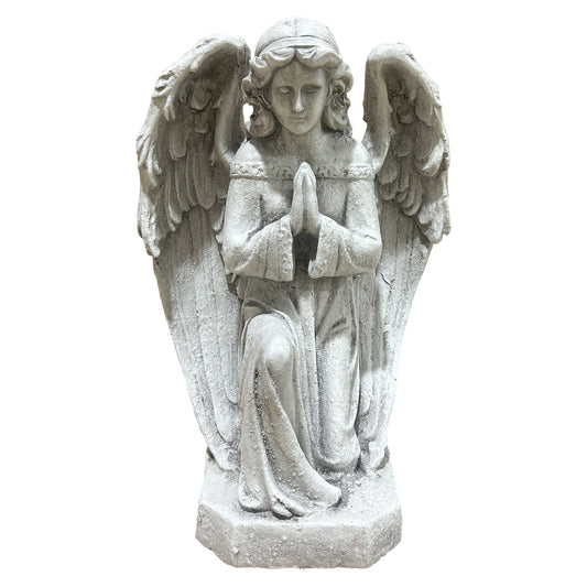 Kneeling Praying Angel Statue, Antique Stone White Resin Figurine, Religious Memorial Garden Decor, Indoor Home Angel Ornament