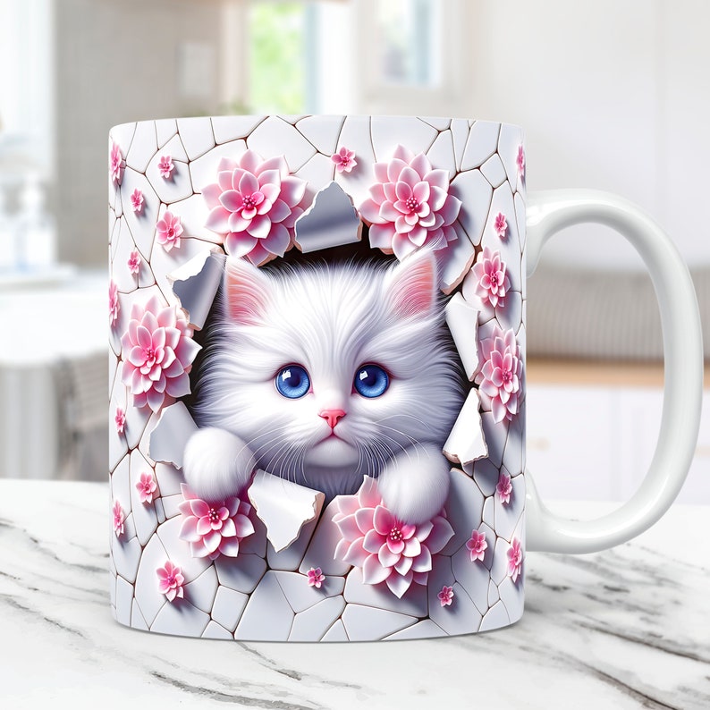3D Cat Design Ceramic Coffee Mug