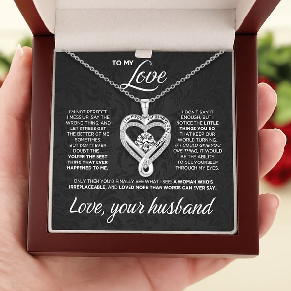 Engraved Heart Necklace for Wife