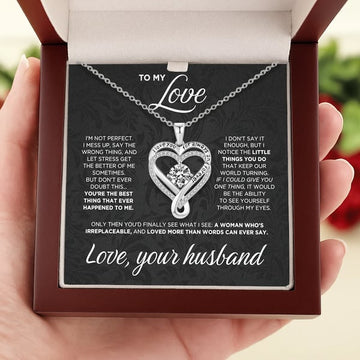Engraved Heart Necklace for Wife