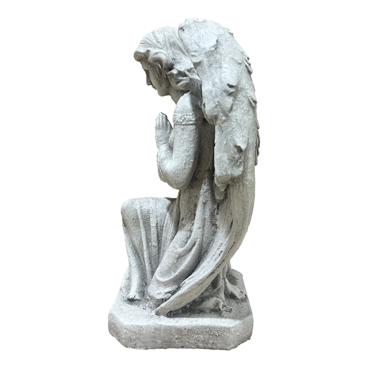 Kneeling Praying Angel Statue, Antique Stone White Resin Figurine, Religious Memorial Garden Decor, Indoor Home Angel Ornament