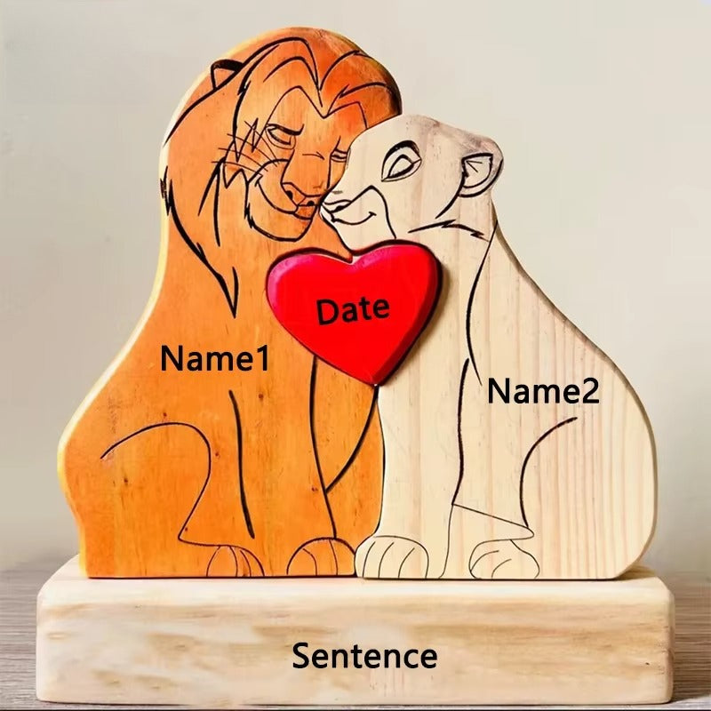 Art Wooden Family Puzzle Personalized Name Puzzle Wooden Lion Puzzle