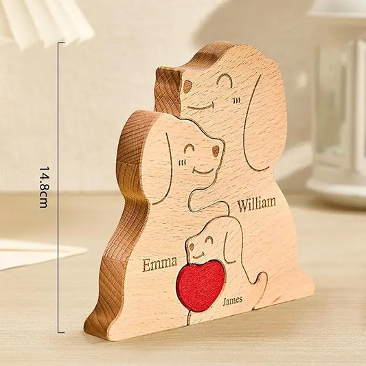 Art Wooden Dog Puzzle Personalized Name Custom Free Laser Engraving Home Gifts