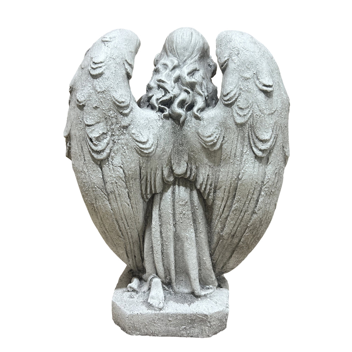 Kneeling Praying Angel Statue, Antique Stone White Resin Figurine, Religious Memorial Garden Decor, Indoor Home Angel Ornament