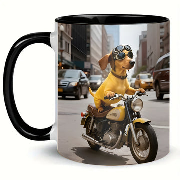 Ceramic Dachshund Mug with 12 Monthly Illustrations