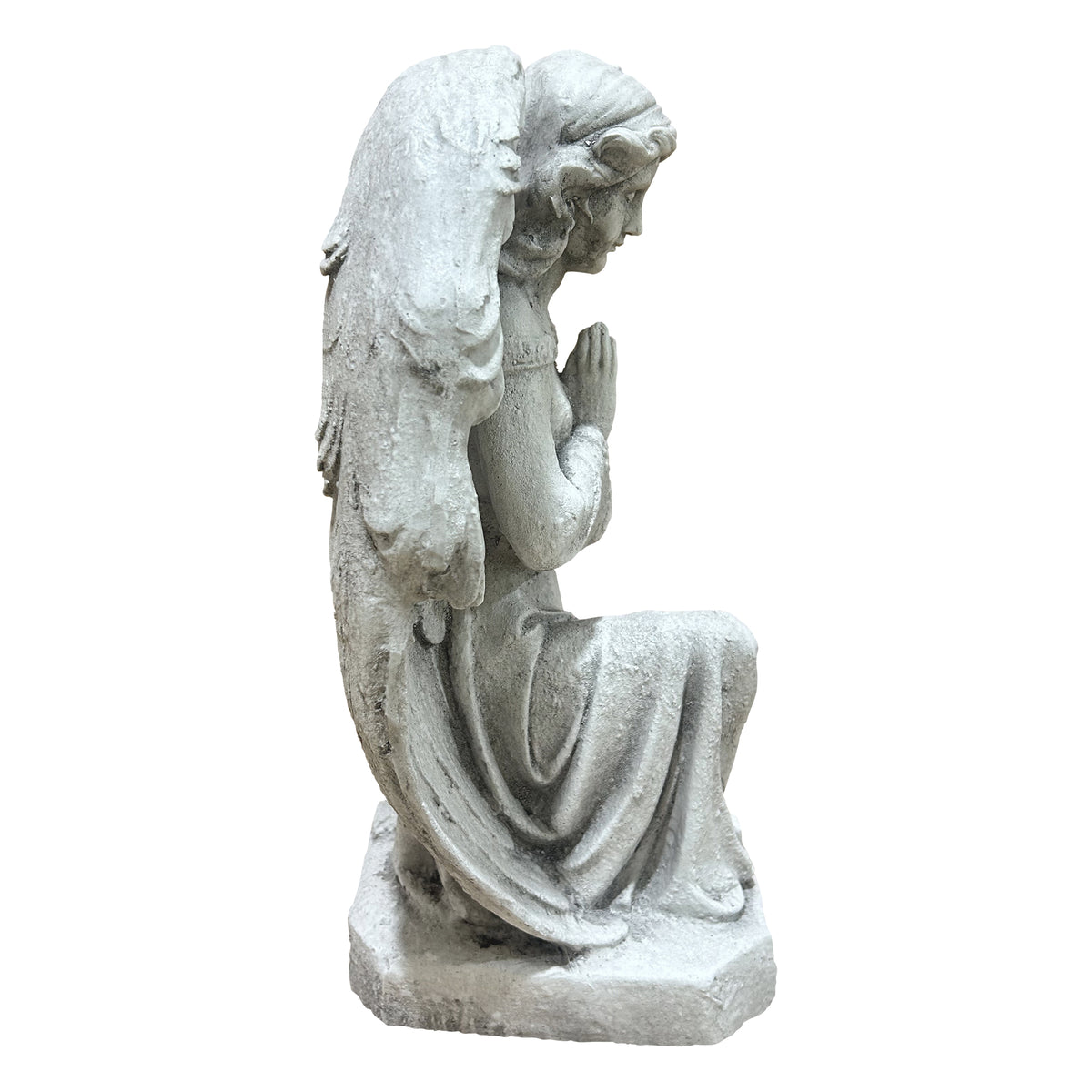 Kneeling Praying Angel Statue, Antique Stone White Resin Figurine, Religious Memorial Garden Decor, Indoor Home Angel Ornament
