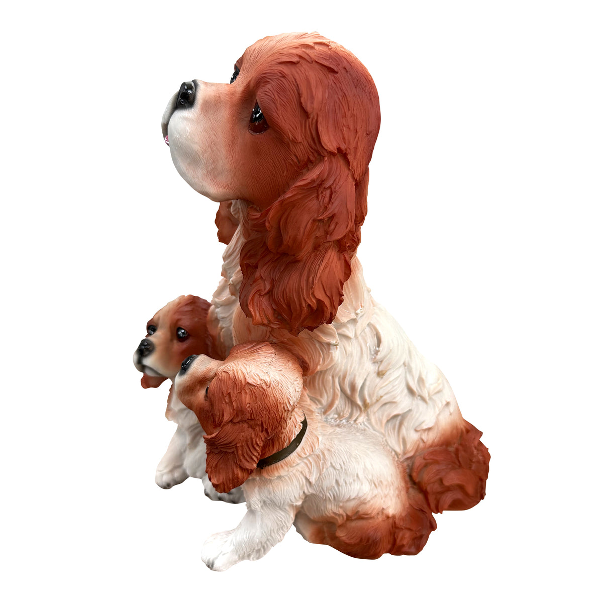 Cavalier King Charles Family Resin Statue, Garden Pet Group Sculpture, Gift for Dog Lovers