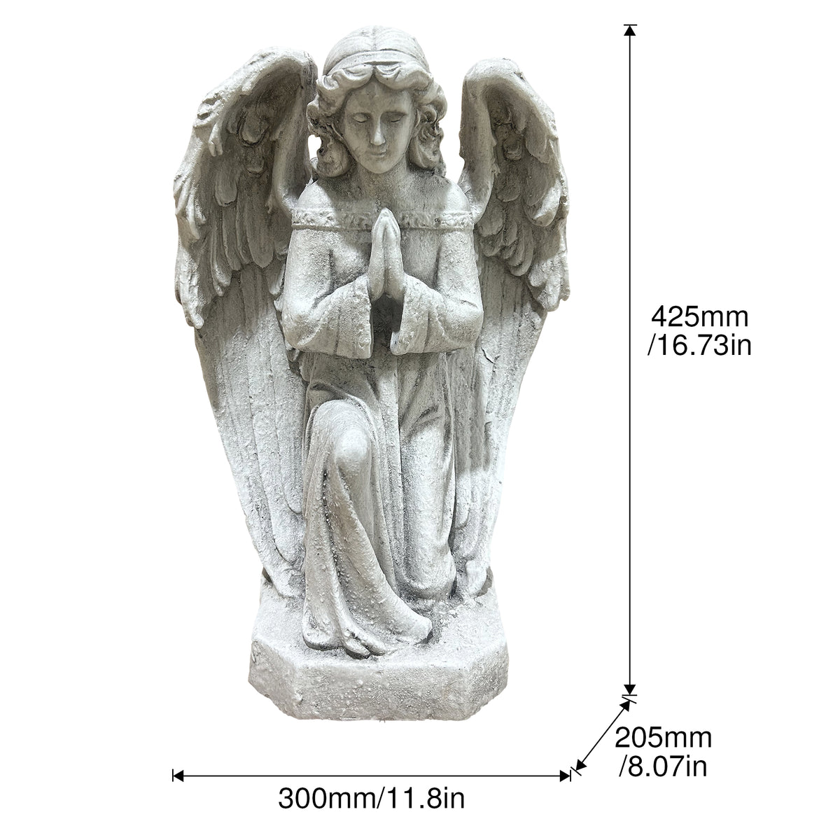 Kneeling Praying Angel Statue, Antique Stone White Resin Figurine, Religious Memorial Garden Decor, Indoor Home Angel Ornament