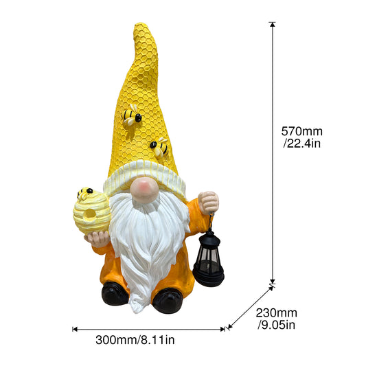 Bee Gnome Statue , Honeycomb Garden Gnome Decor, Gift for Plant & Bee Lovers