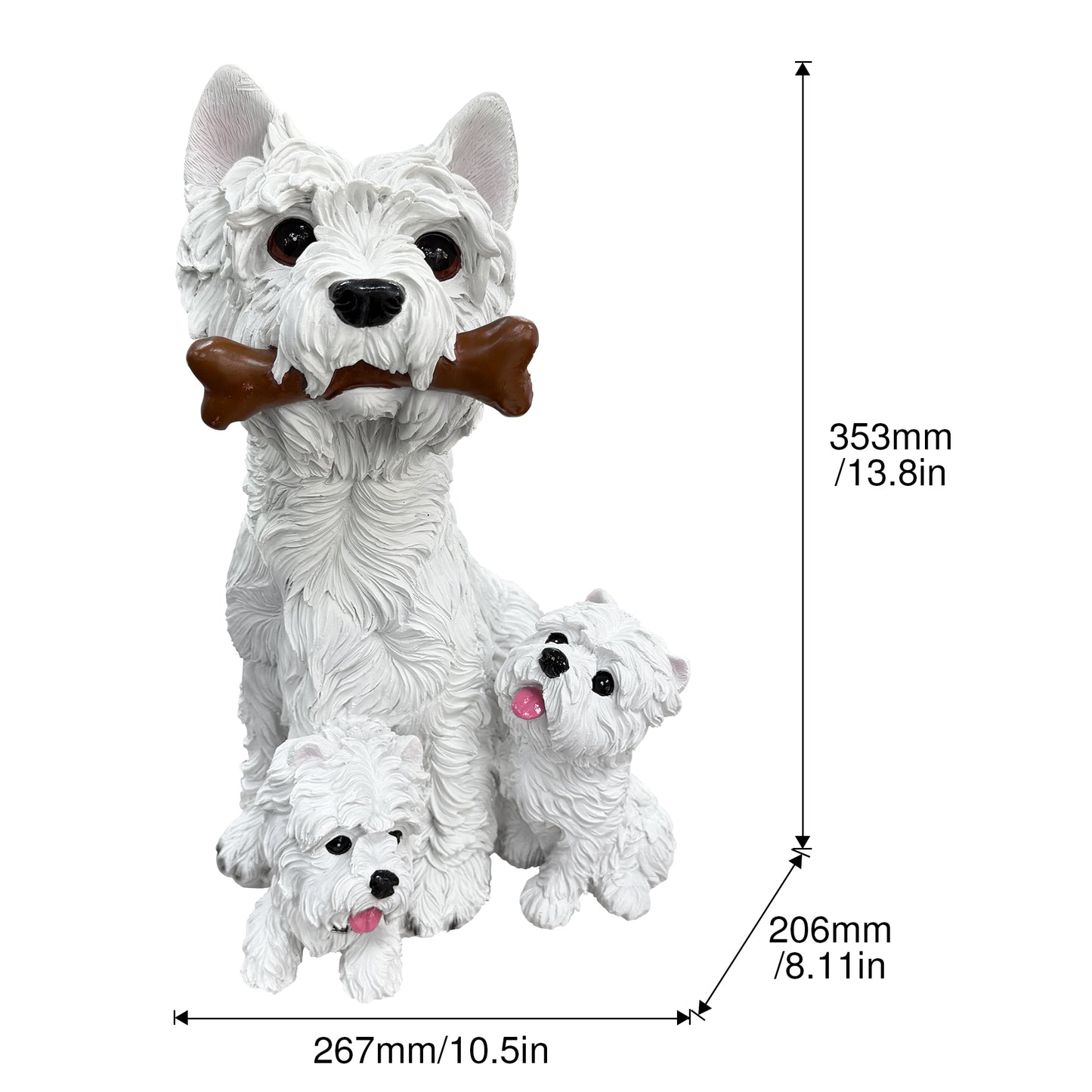 West Highland White Terrier Family Garden Statue Westie Dog Yard Decor Gift