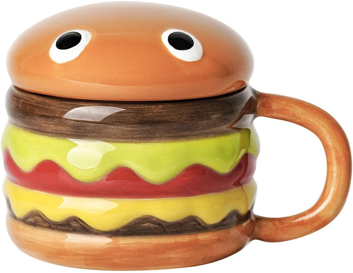 Creative Hamburg Ceramic Mug with Lid