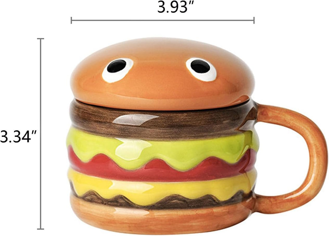 Creative Hamburg Ceramic Mug with Lid