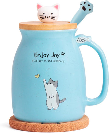 Ceramic Coffee Mug with Cat Design