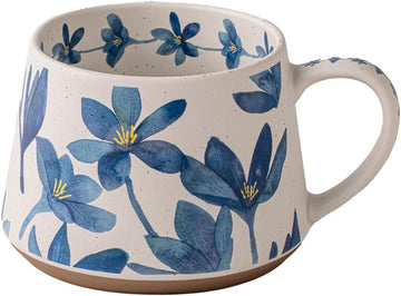 Elegant Floral Ceramic Mug with Watercolor Blue Flower Design and Handle
