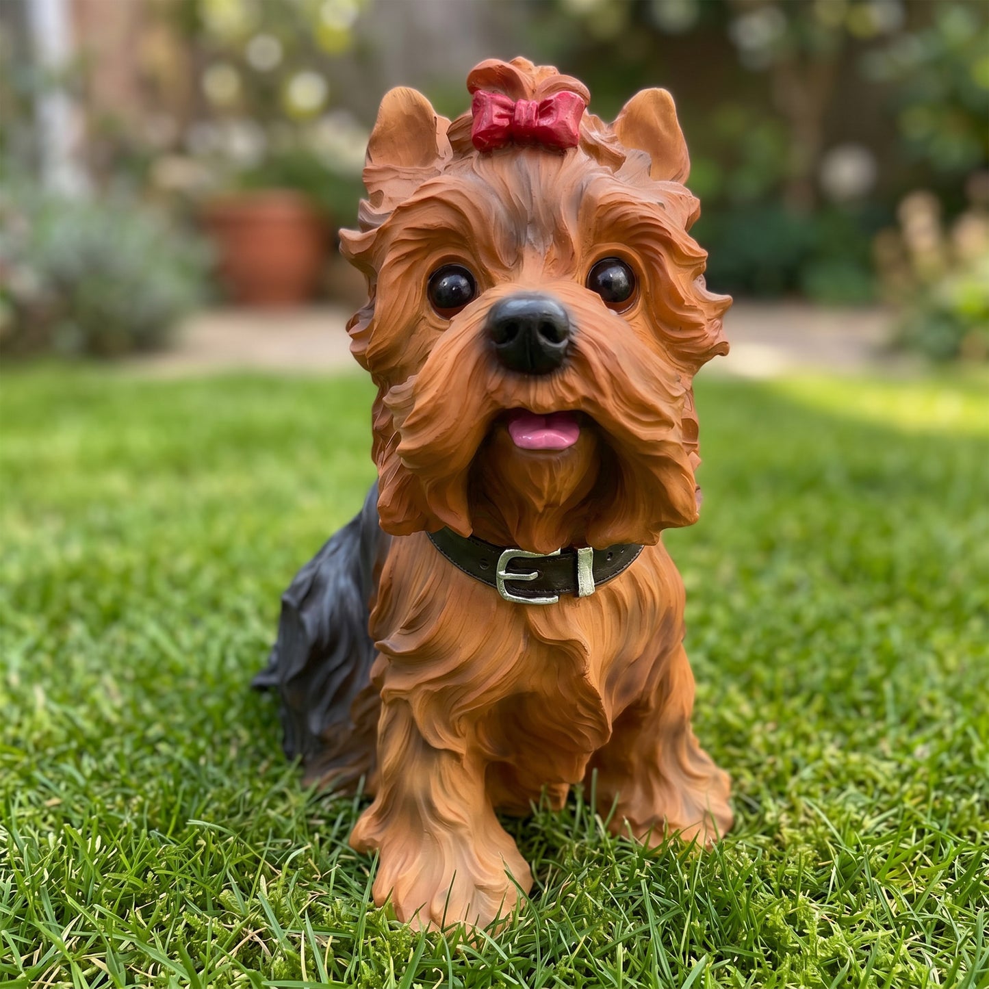 Lifelike Yorkshire Terrier Resin Statue, Cute Garden Yard Decor, Gift for Dog Lovers