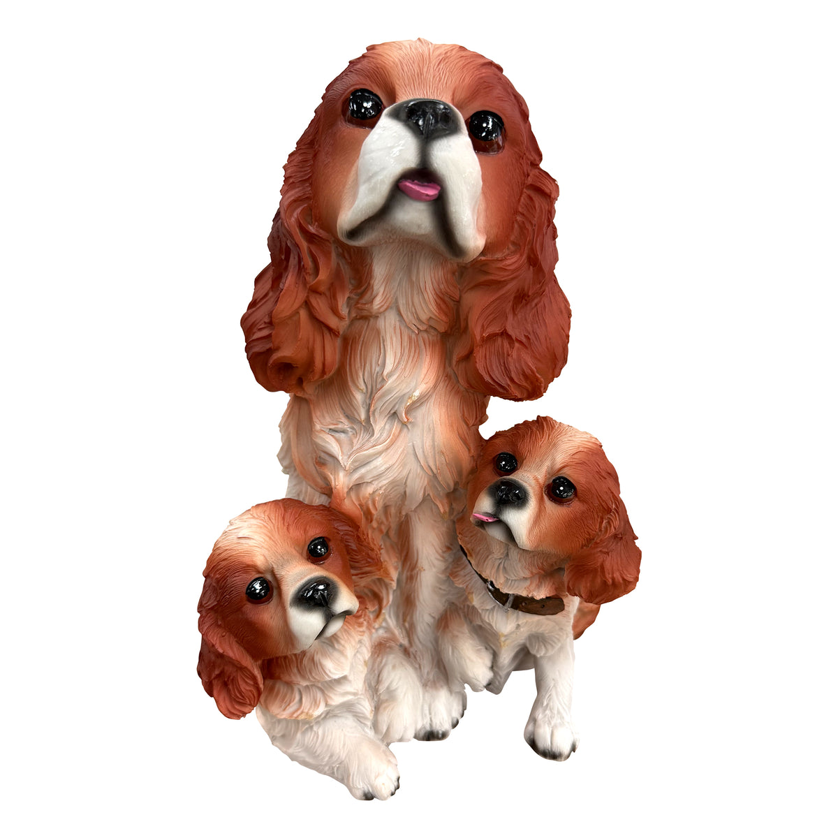 Cavalier King Charles Family Resin Statue, Garden Pet Group Sculpture, Gift for Dog Lovers