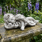 Sleeping Cherub Garden Statue, Antique Stone White Lying Angel Resin Figurine, Peaceful European Style Memorial Outdoor Lawn Ornament