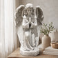 Kneeling Praying Angel Statue, Antique Stone White Resin Figurine, Religious Memorial Garden Decor, Indoor Home Angel Ornament