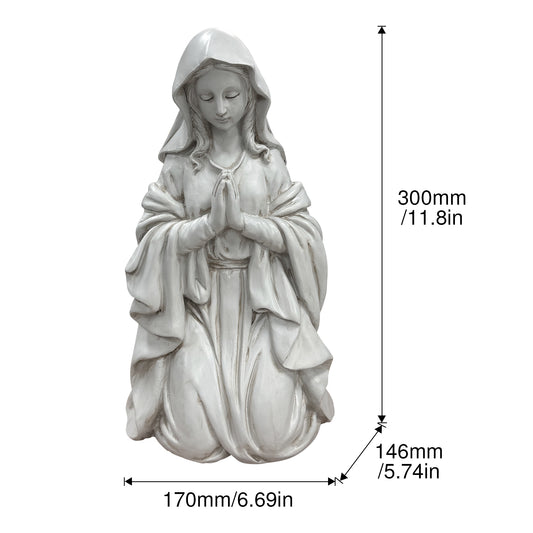 Kneeling Praying Virgin Mary Resin Statue, Religious Altar Decor, Spiritual Gift for Believers