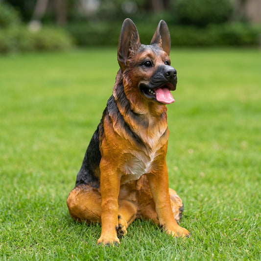 Lifelike German Shepherd Resin Statue, Outdoor Garden Yard Decor, Gift for Dog Lovers