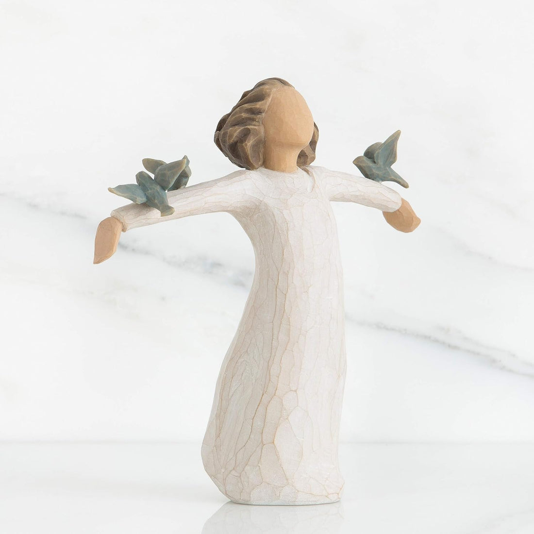 Willow Tree "Happiness" Hand-Painted Resin Figure with Three Bluebirds
