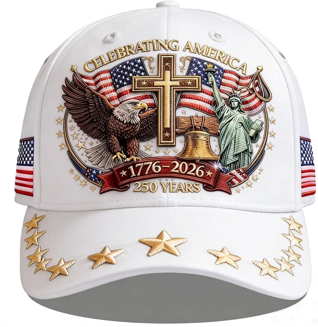 250 Anniversary USA Hat,Eagle Liberty Cross Printed Pattern