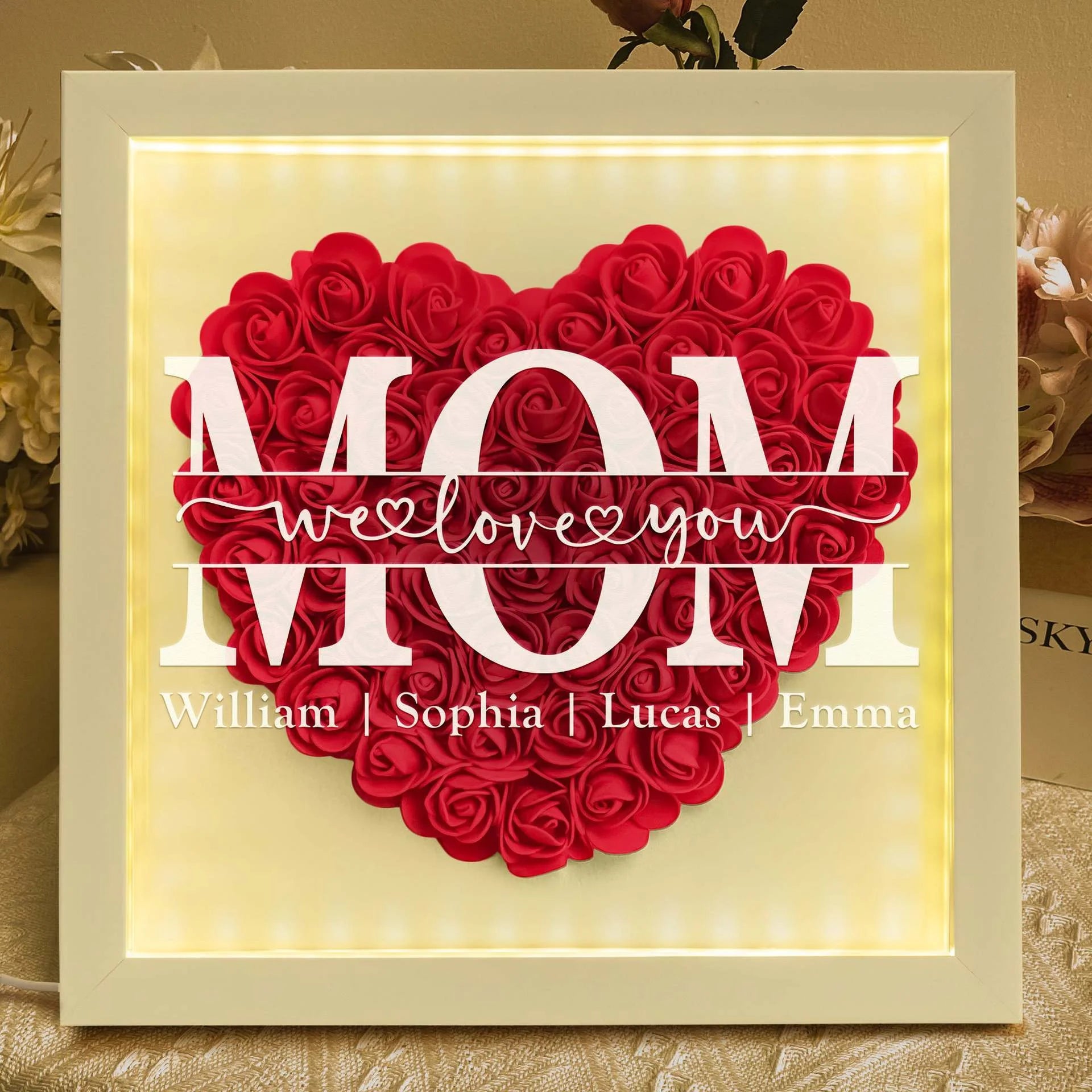 Customizable Heart-Shaped LED Light Box for Mother’s Day